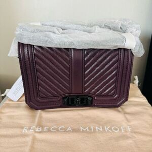 Rebecca Minkoff Small Love Leather Quilted Crossbody Bag,  Burgundy,‎ NWT